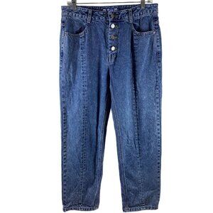 SJYP Dark Wash Button Fly Cropped Jeans Size Large